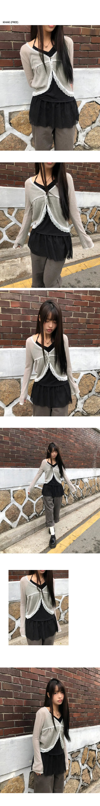 Teden Lace Linen Button Cardigan