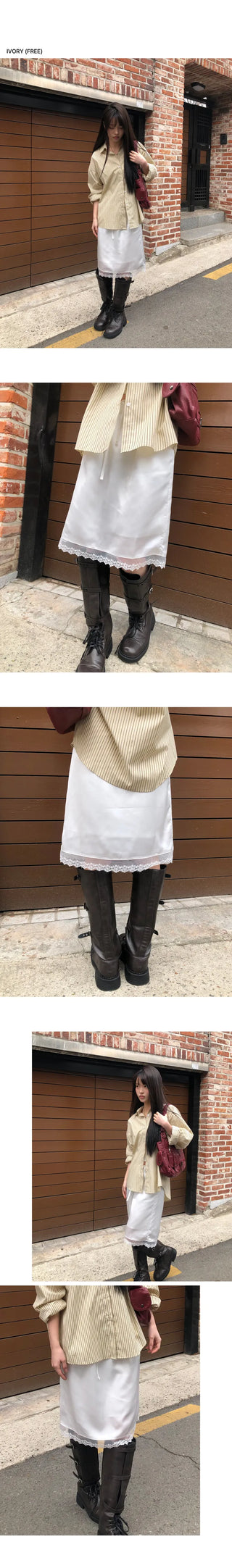 Maje Lace Silky Midi Skirt