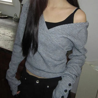 Jinu Sleeve Button Ribbed Wrap Hoodie