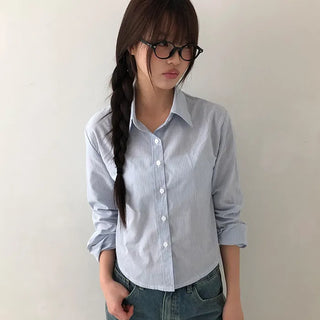 K-N Crop Striped Slim Shirt