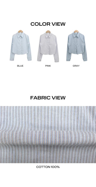 K-N Crop Striped Slim Shirt