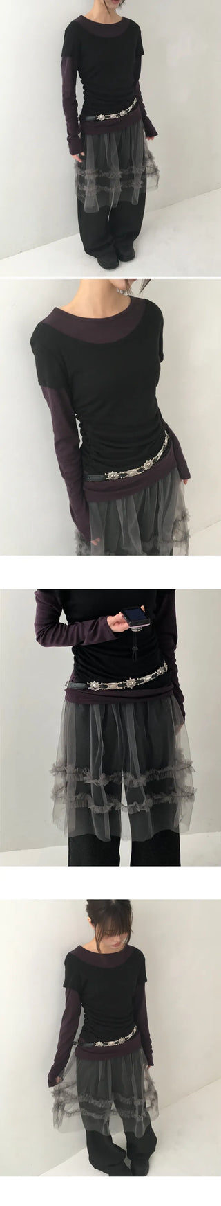 Tenlo Short Sleeve Color Block Round Neck T-shirt