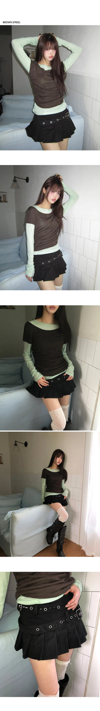 Tenlo Short Sleeve Color Block Round Neck T-shirt