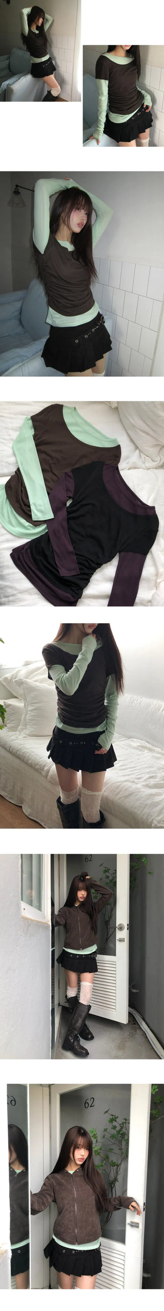 Tenlo Short Sleeve Color Block Round Neck T-shirt