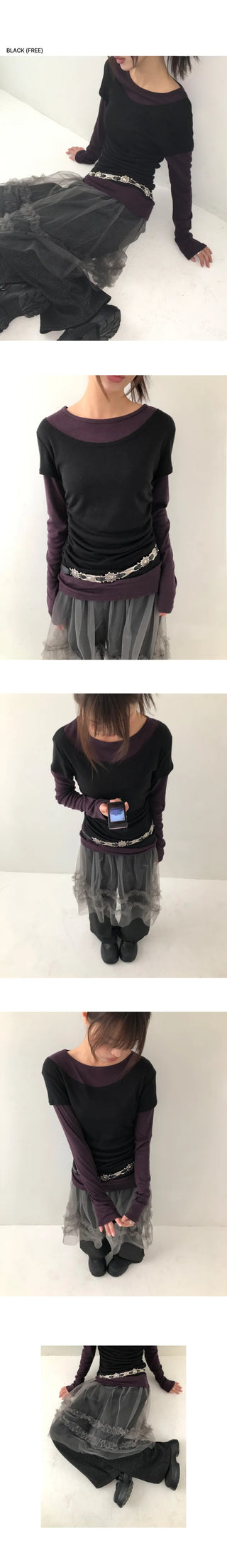 Tenlo Short Sleeve Color Block Round Neck T-shirt