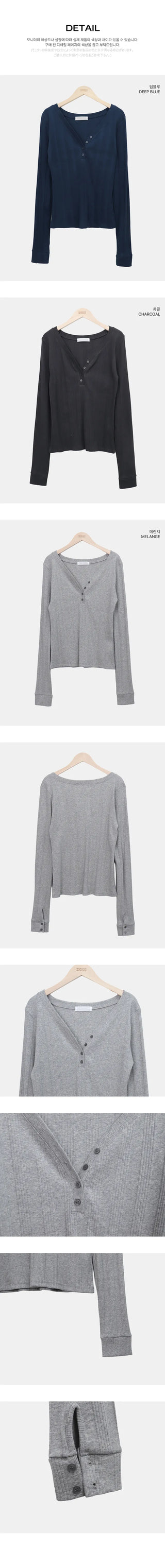 Muhi Button Warmer Heart Neck Long Sleeve T-shirt
