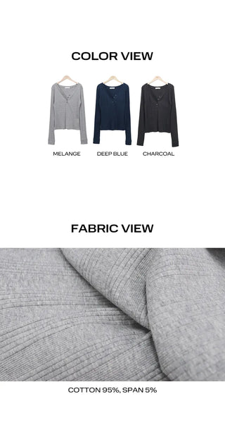 Muhi Button Warmer Heart Neck Long Sleeve T-shirt