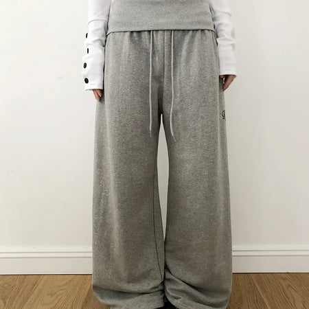 Jurang Ribbed Folding Elastic Wide Training Pants