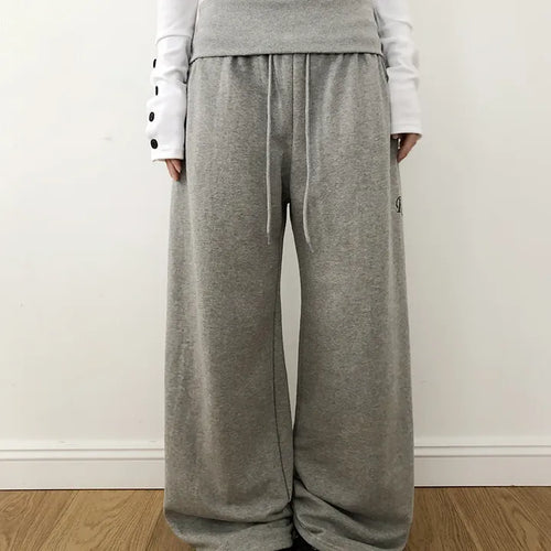 Jurang Ribbed Folding Elastic Wide Training Pants
