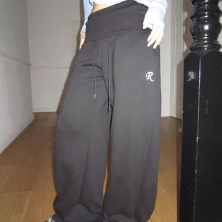 Jurang Ribbed Folding Elastic Wide Training Pants