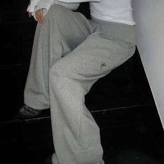 Jurang Ribbed Folding Elastic Wide Training Pants