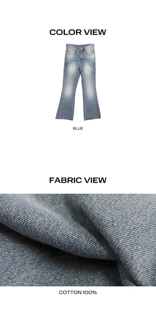 Shiroon Stud Cut Bootcut Washed Denim Pants