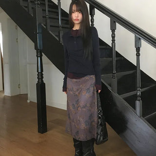 Jubel Flower Chiffon Midi Skirt