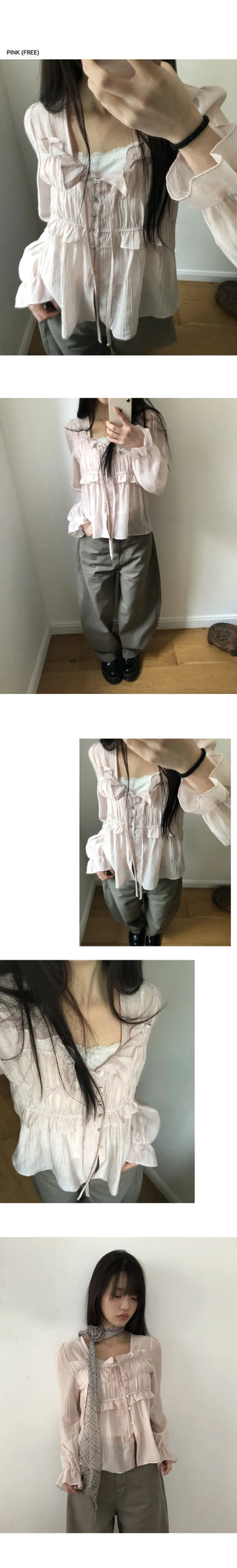 Hakim Romantic Shirred Frill Blouse