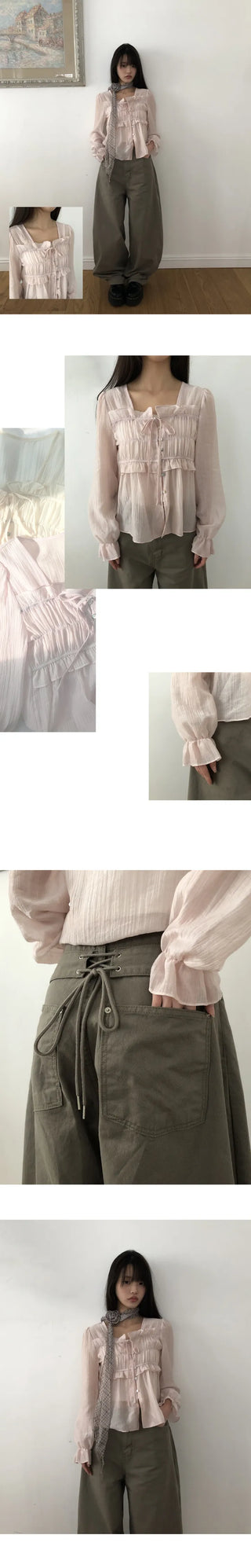 Hakim Romantic Shirred Frill Blouse