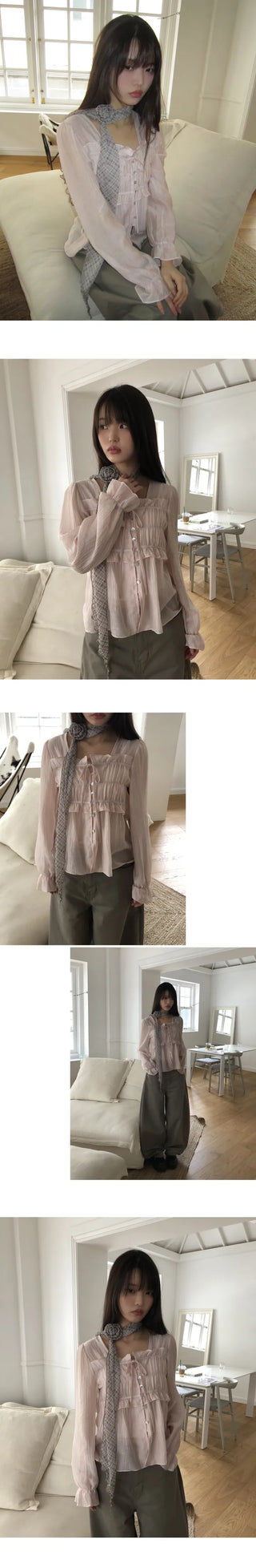 Hakim Romantic Shirred Frill Blouse