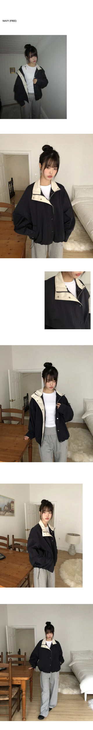 Ohen Color-Blocked Collar Field Jacket