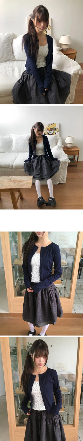 Mien Round Button Long Sleeve Cardigan