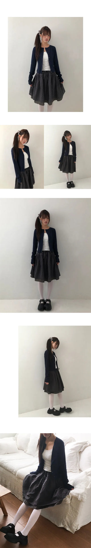 Mien Round Button Long Sleeve Cardigan