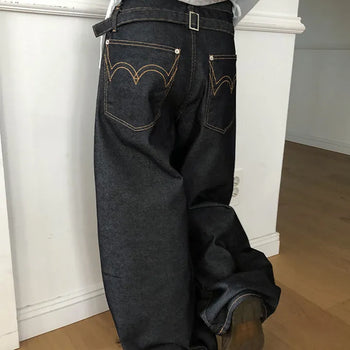 Robu Classic Buckle Wide Denim Pants