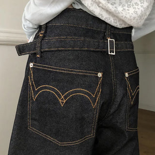 Robu Classic Buckle Wide Denim Pants