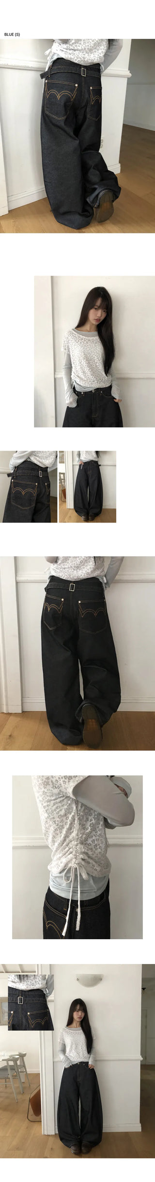 Robu Classic Buckle Wide Denim Pants