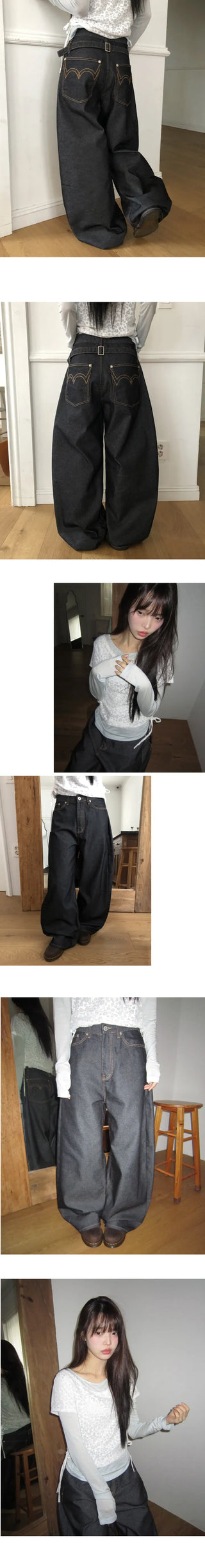 Robu Classic Buckle Wide Denim Pants