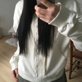 En-A Double Point Button Two-way Zip-up Hoodie