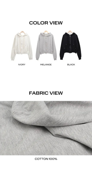En-A Double Point Button Two-way Zip-up Hoodie