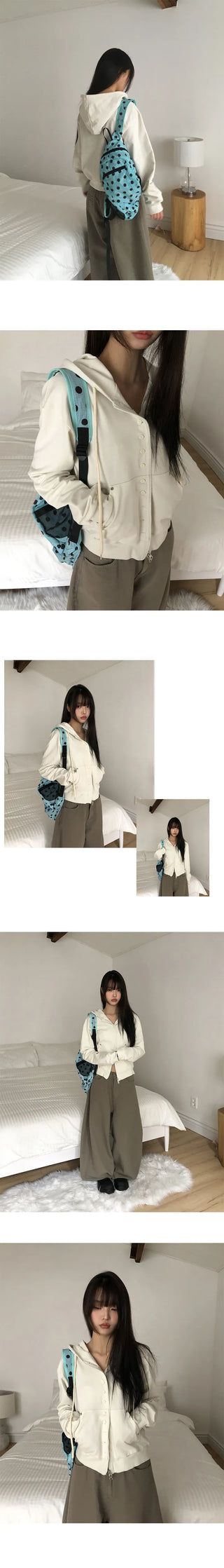 En-A Double Point Button Two-way Zip-up Hoodie