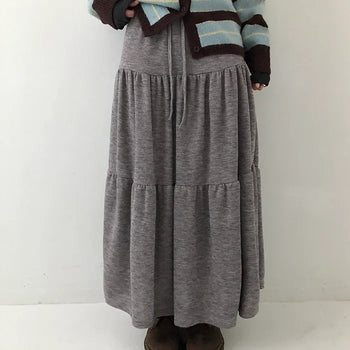 Buren Heathered Long Flare Skirt