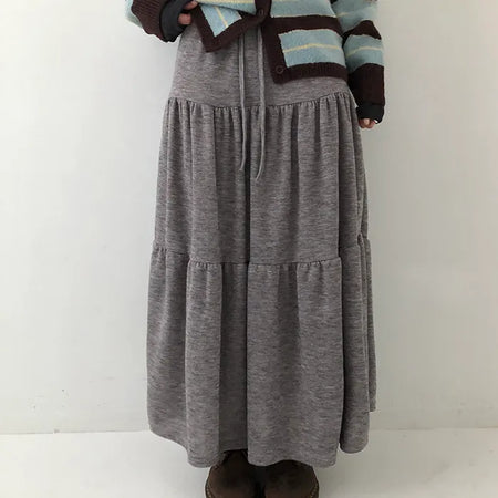 Buren Heathered Long Flare Skirt