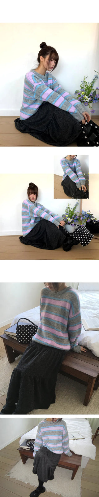Buren Heathered Long Flare Skirt