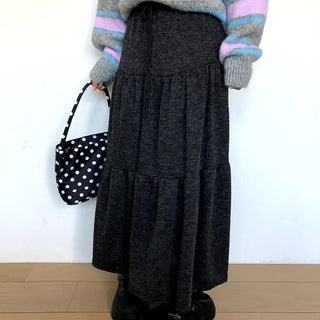 Buren Heathered Long Flare Skirt