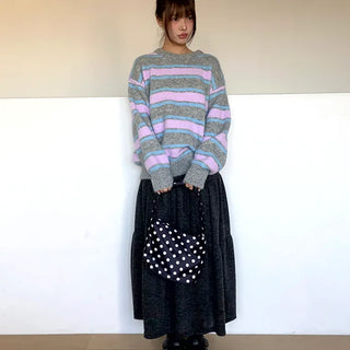 Buren Heathered Long Flare Skirt