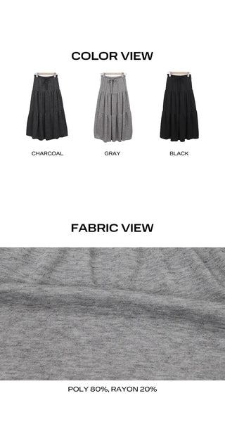 Buren Heathered Long Flare Skirt