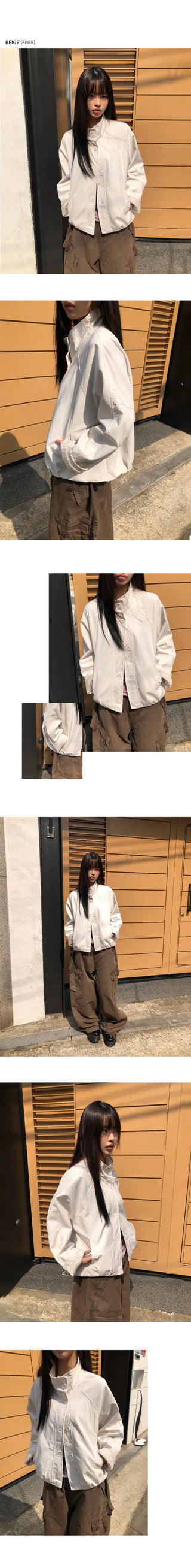 Serum High-Neck Button Field Jacket
