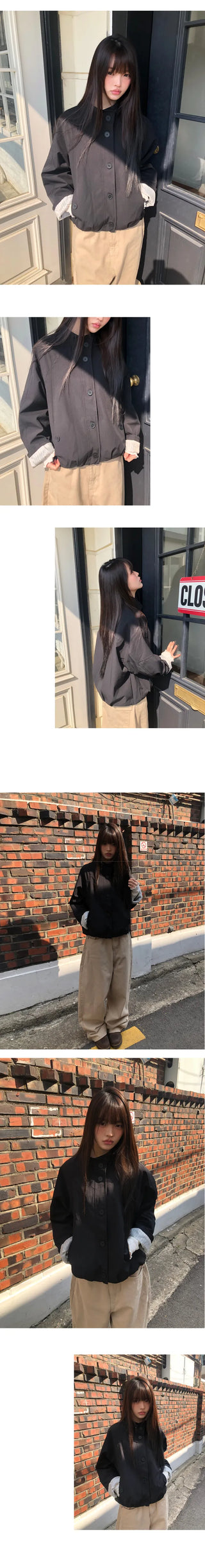 Serum High-Neck Button Field Jacket