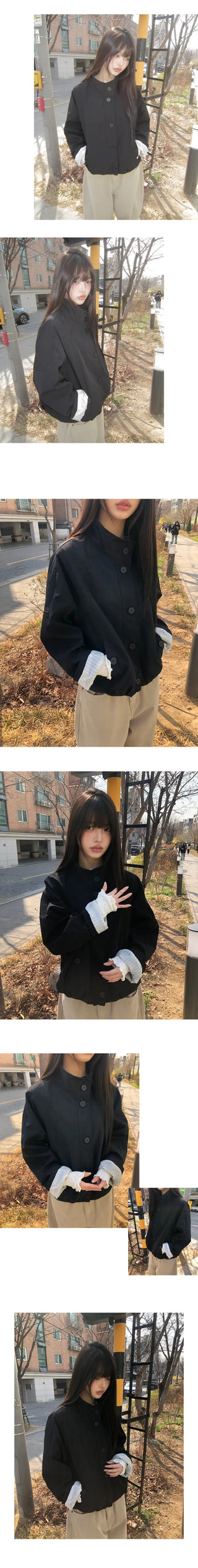 Serum High-Neck Button Field Jacket