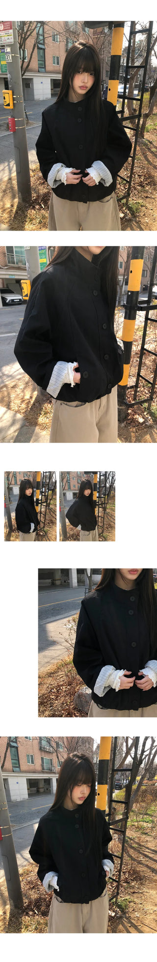 Serum High-Neck Button Field Jacket