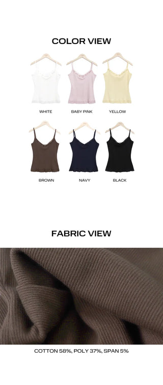 Radiun Lace V-Neck Slim Sleeveless Top