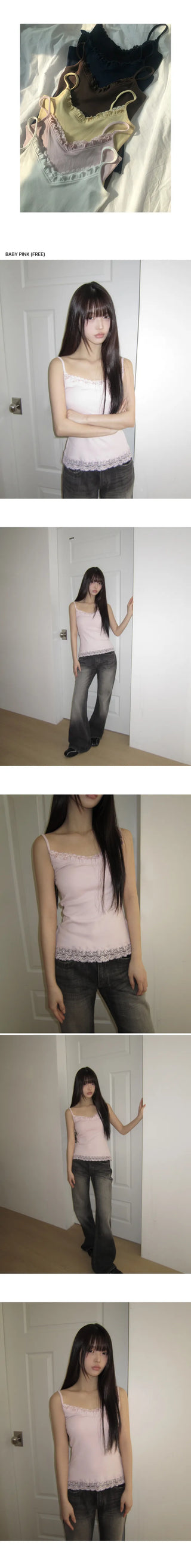 Radiun Lace V-Neck Slim Sleeveless Top