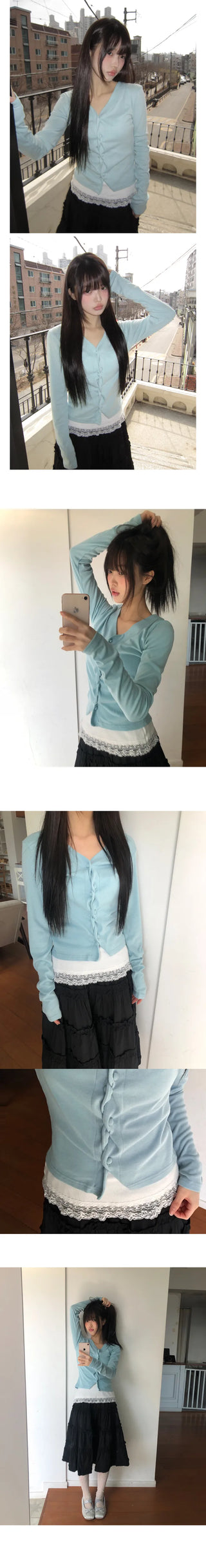 Radiun Lace V-Neck Slim Sleeveless Top