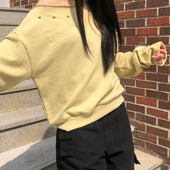 Tempu Star Studded Sleeve Shirred Off-Shoulder Sweatshirt