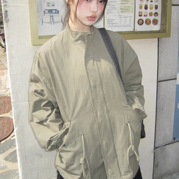 Rokel High-neck String Single-layer Short Field Jacket