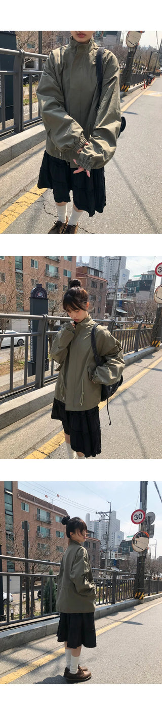 Rokel High-neck String Single-layer Short Field Jacket
