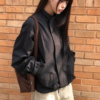 Rokel High-neck String Single-layer Short Field Jacket