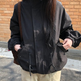 Rokel High-neck String Single-layer Short Field Jacket