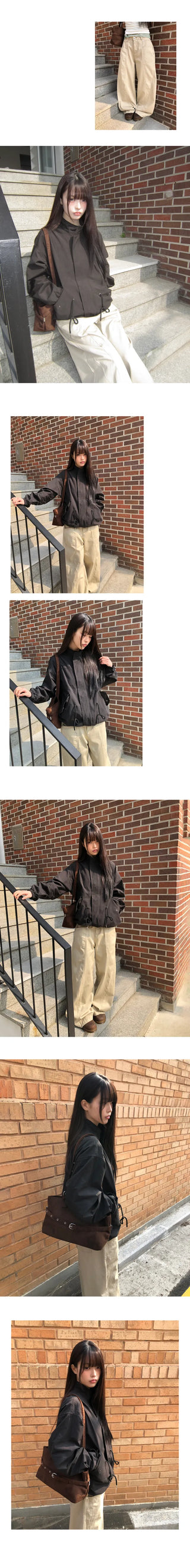 Rokel High-neck String Single-layer Short Field Jacket