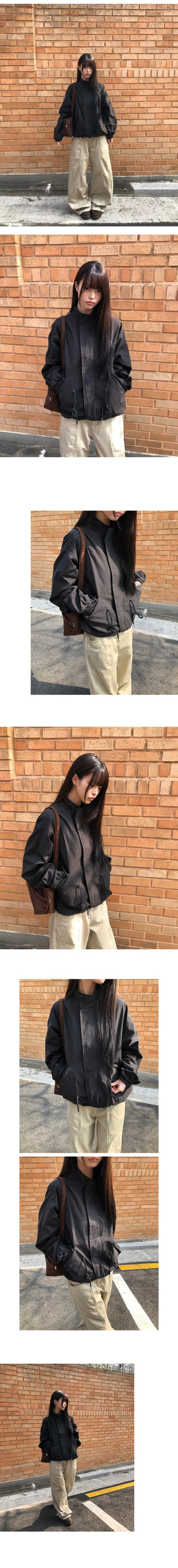 Rokel High-neck String Single-layer Short Field Jacket
